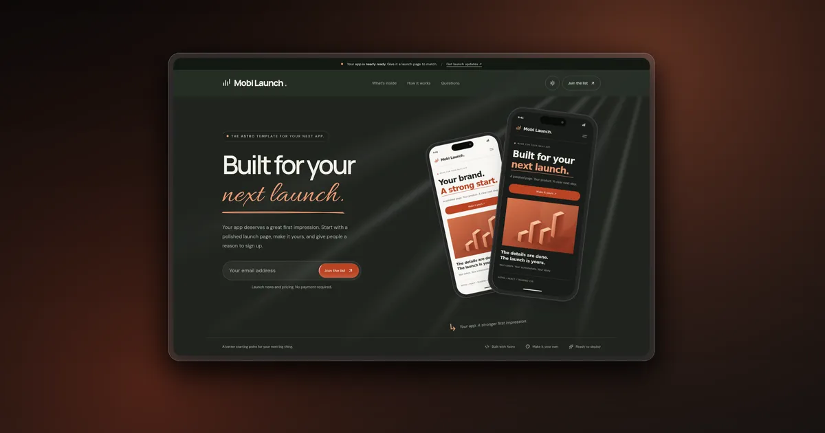 Mobi Launch Premium Astro Template